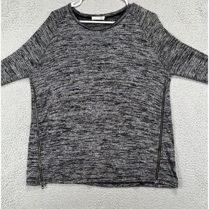 Rag Bone Athletic Shirt Womens Small Petite Grey Black‎ Side Zip Pullover Ladies